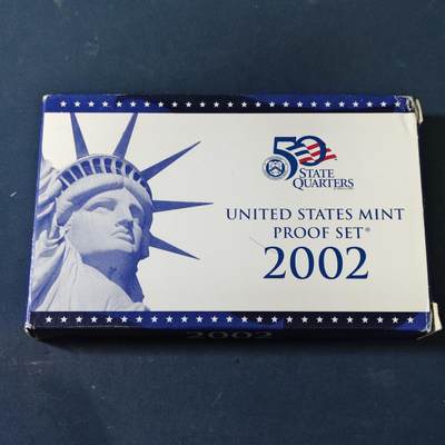 【全场包邮】纯粹捡漏拍517场 - 美国2002年官方封装精制套币（流通币一盒+州币一盒）-盒证全