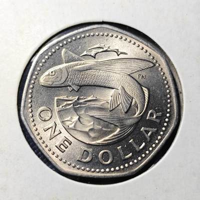 KK钱币收藏小铺  第417期 2月预留时间 周末发货  1973巴巴多斯1元 好品