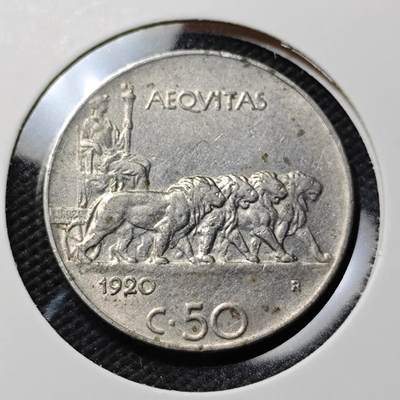 KK钱币收藏小铺  第415期 2月预留时间 周末发货 1920意大利50分 四狮子