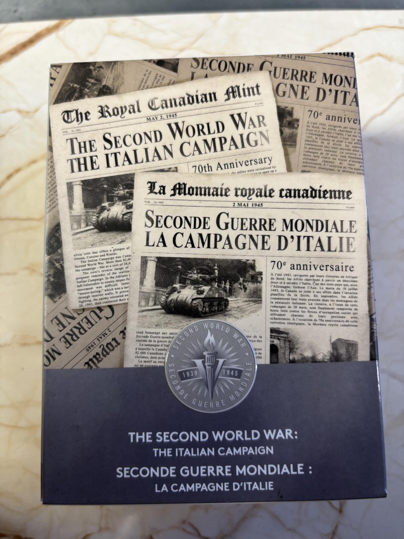 第196期拍卖 加拿大2015年二战胜利70周年意大利战役1盎司银币，9999银，发行10000枚