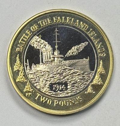 S&S Numismatic世界钱币-拍卖 第125期  - 福克兰群岛2014年 福克兰群岛战役100周年 2英镑双色纪念币