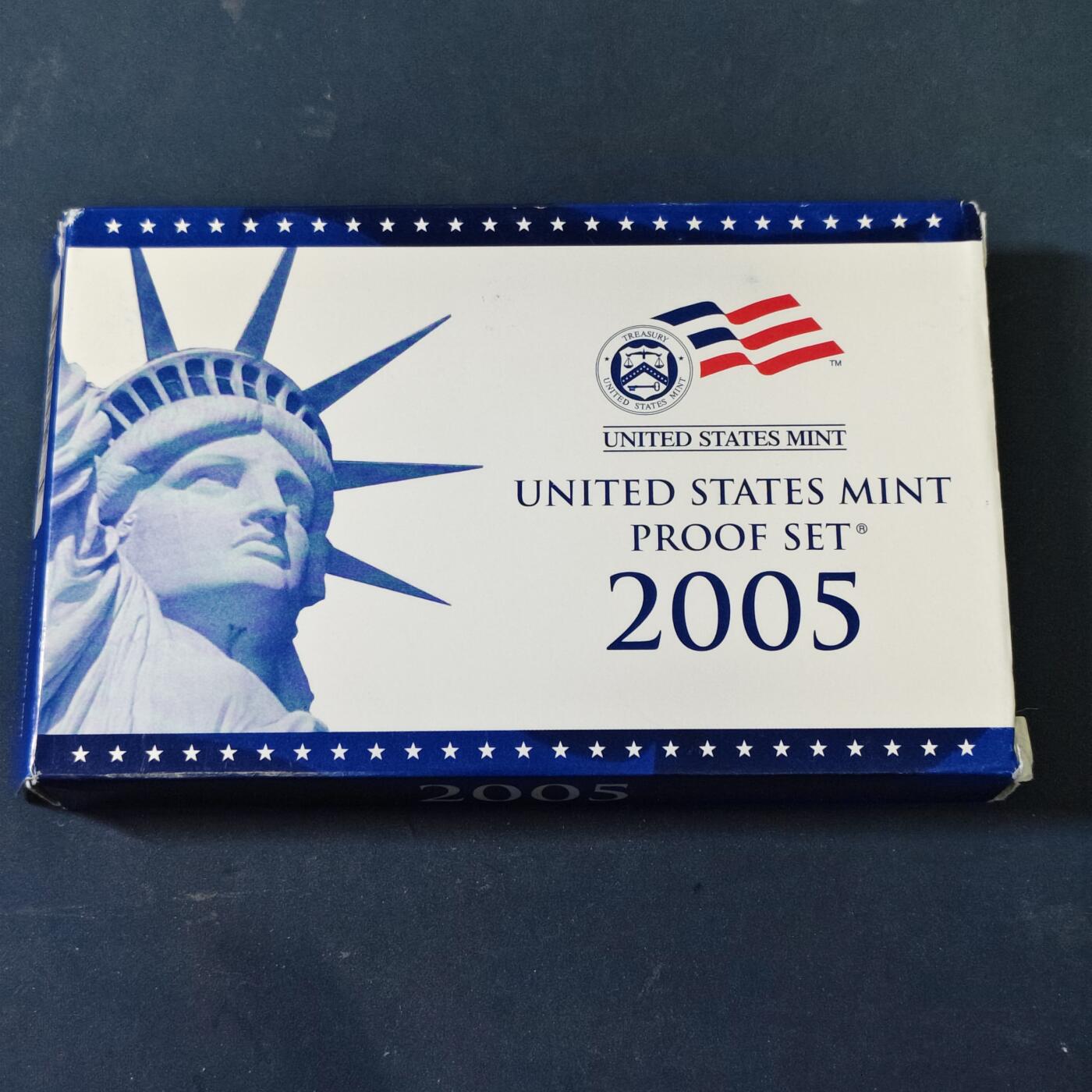 【全场包邮】纯粹捡漏拍517场 美国2005年官方封装精制套币（流通币一盒+州币一盒）-盒证全