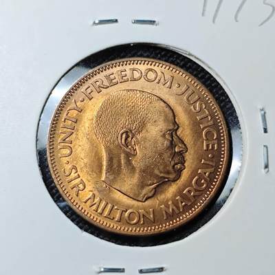 KK钱币收藏小铺  第417期 2月预留时间 周末发货 1964塞拉利昂1分好品铜币