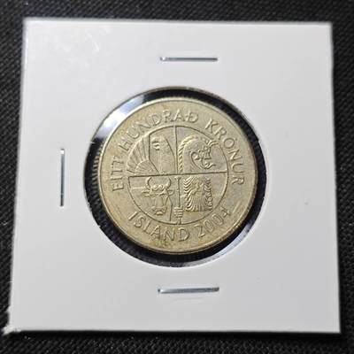 KK钱币收藏小铺  第415期 2月预留时间 周末发货 2004冰岛100克朗 