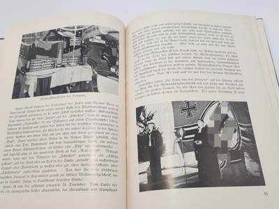 南水社第5次拍卖  稀有 1938年德国海军「西里西亚号」战列舰南美巡航纪念册 时任舰长弗里德里希·弗莱舍上校（后晋升海军上将，海军使团团长 威廉港造船厂厂长）亲笔签名两处 德国海军博物馆旧藏带戳 原品 除部分纸张氧化痕迹 基本完好 详情看简介