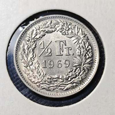 KK钱币收藏小铺  第417期 2月预留时间 周末发货 1969瑞士1/2法郎 好品