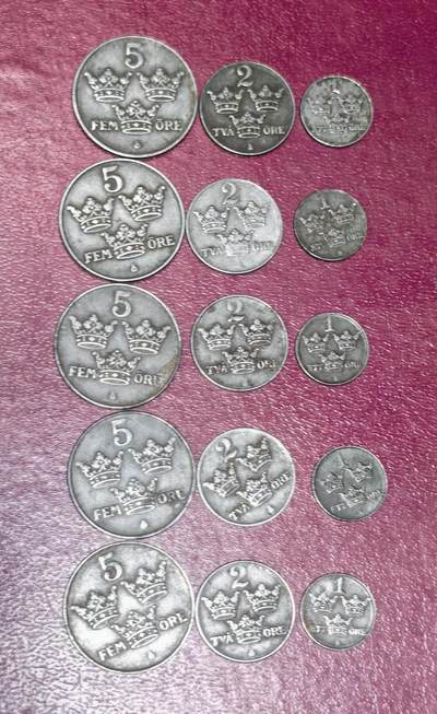 北京马甸外国币专卖第149期，外国币专场，陆续上拍，欢迎关注 - 早期瑞典小套5套