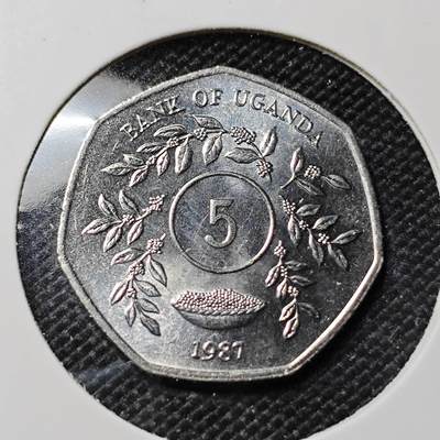 KK钱币收藏小铺  第417期 2月预留时间 周末发货 1987乌干达5分