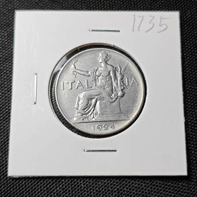 KK钱币收藏小铺  第417期 2月预留时间 周末发货 1924意大利1里拉 