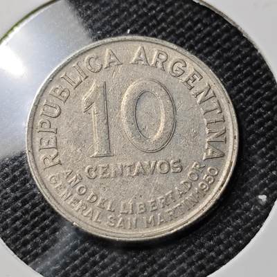 KK钱币收藏小铺  第417期 2月预留时间 周末发货 1950阿根廷10分 纪念币