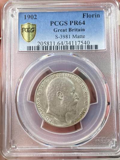 万国钱币拍卖第064期 - PCGS PR64 1902年英国爱德华七世海神精制2先令银币 英式五彩磨砂精制收藏品质