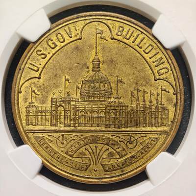 【德藏】世界币章拍卖第170期（拍品征集中~欢迎藏友联系）  1893年 美国哥伦比亚世博会纪念铜章 NGC MS63 正面是哥伦比亚世博会主馆的建筑物，背面记录世博会文字。品相完好，少见品种