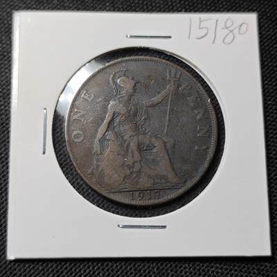 KK钱币收藏小铺  第415期 2月预留时间 周末发货 1919英国1便士 