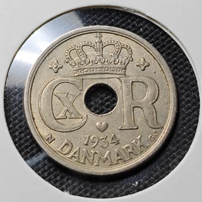 KK钱币收藏小铺  第417期 2月预留时间 周末发货 1934丹麦25欧尔
