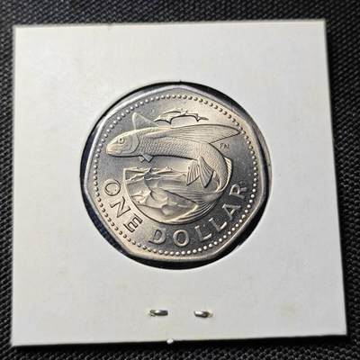 KK钱币收藏小铺  第417期 2月预留时间 周末发货  1973巴巴多斯1元 好品