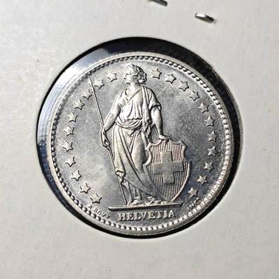 KK钱币收藏小铺  第417期 2月预留时间 周末发货 1974瑞士1法郎 好品