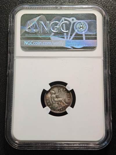 【德藏】世界币章拍卖第170期（拍品征集中~欢迎藏友联系） 1837年 英国威廉四世4便士银币 五彩包浆 状态极佳 NGC MS63 (外盒边缘有损)