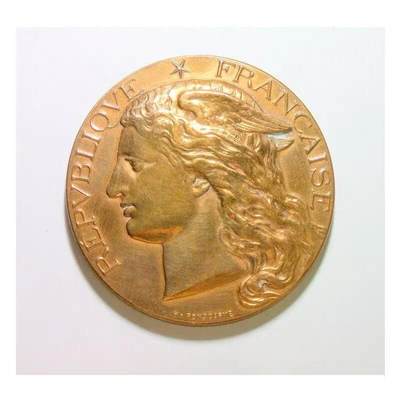 法国1896年 小飞侠女神头像高浮雕精制大铜章 50MM - 法国1896年 小飞侠女神头像高浮雕精制大铜章 50MM