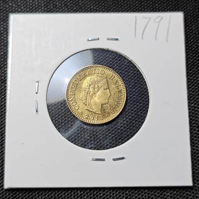 KK钱币收藏小铺  第417期 2月预留时间 周末发货 2013瑞士5分 