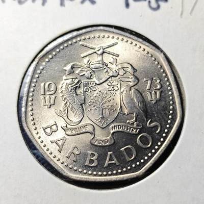 KK钱币收藏小铺  第417期 2月预留时间 周末发货  1973巴巴多斯1元 好品