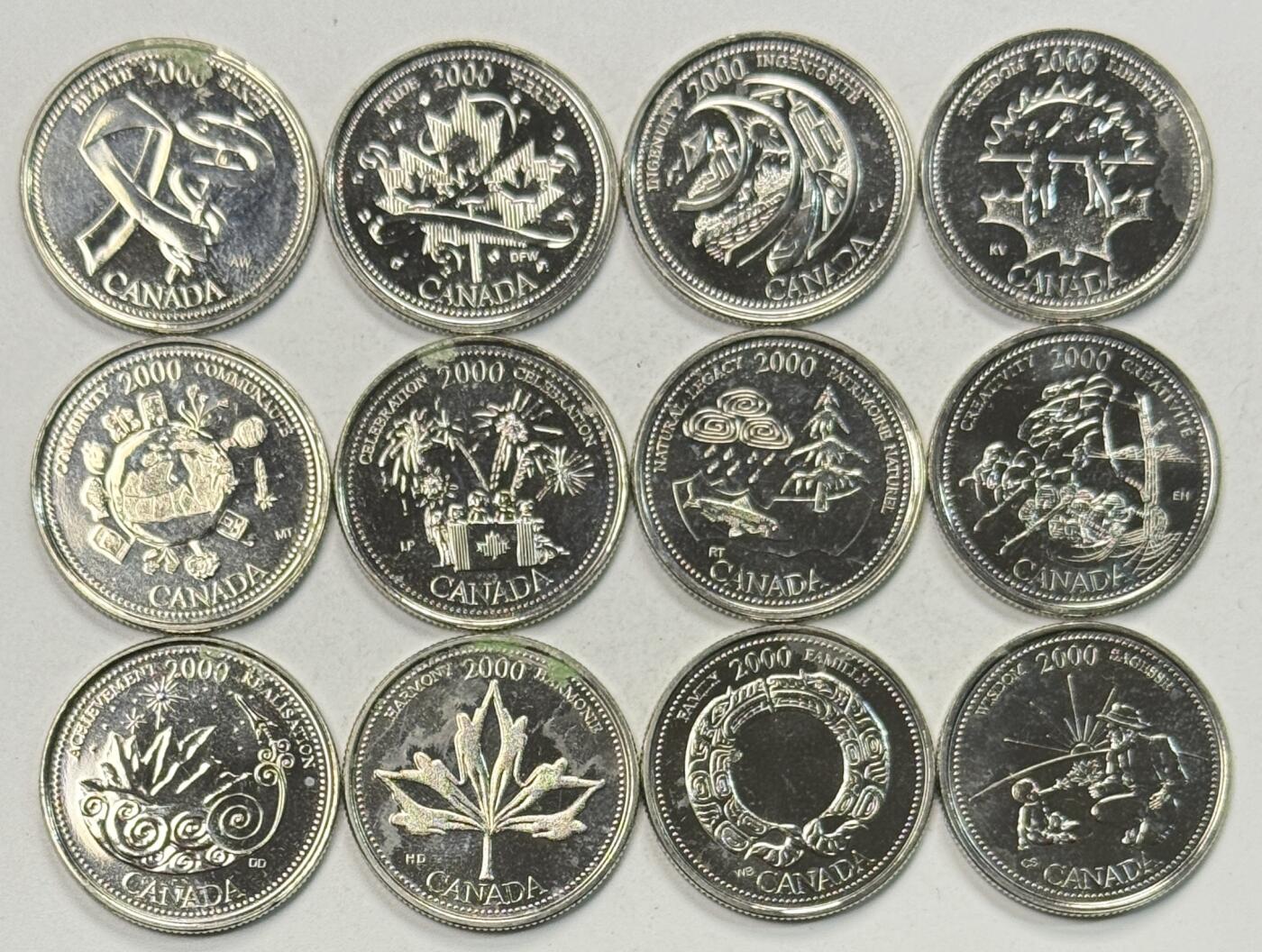 S&S Numismatic世界钱币-拍卖 第125期  加拿大2000年 千禧年 25加分纪念币 12枚全套