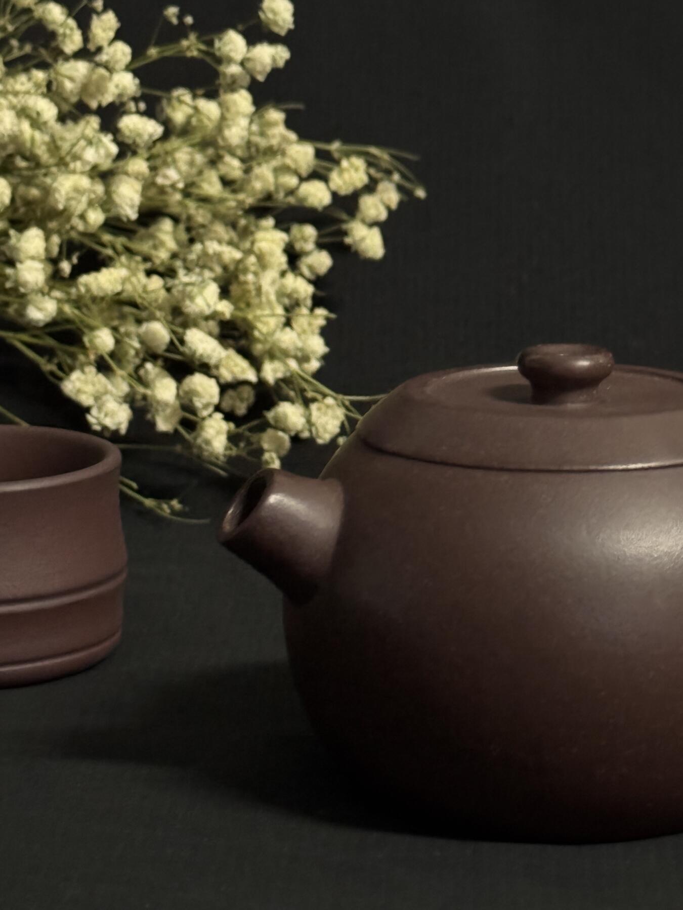 零元拍：原矿紫砂紫玉金砂巨轮+竹节主人杯（200CC左右）