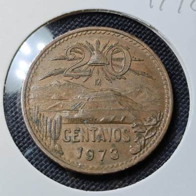 KK钱币收藏小铺  第417期 2月预留时间 周末发货 1973墨西哥20分 