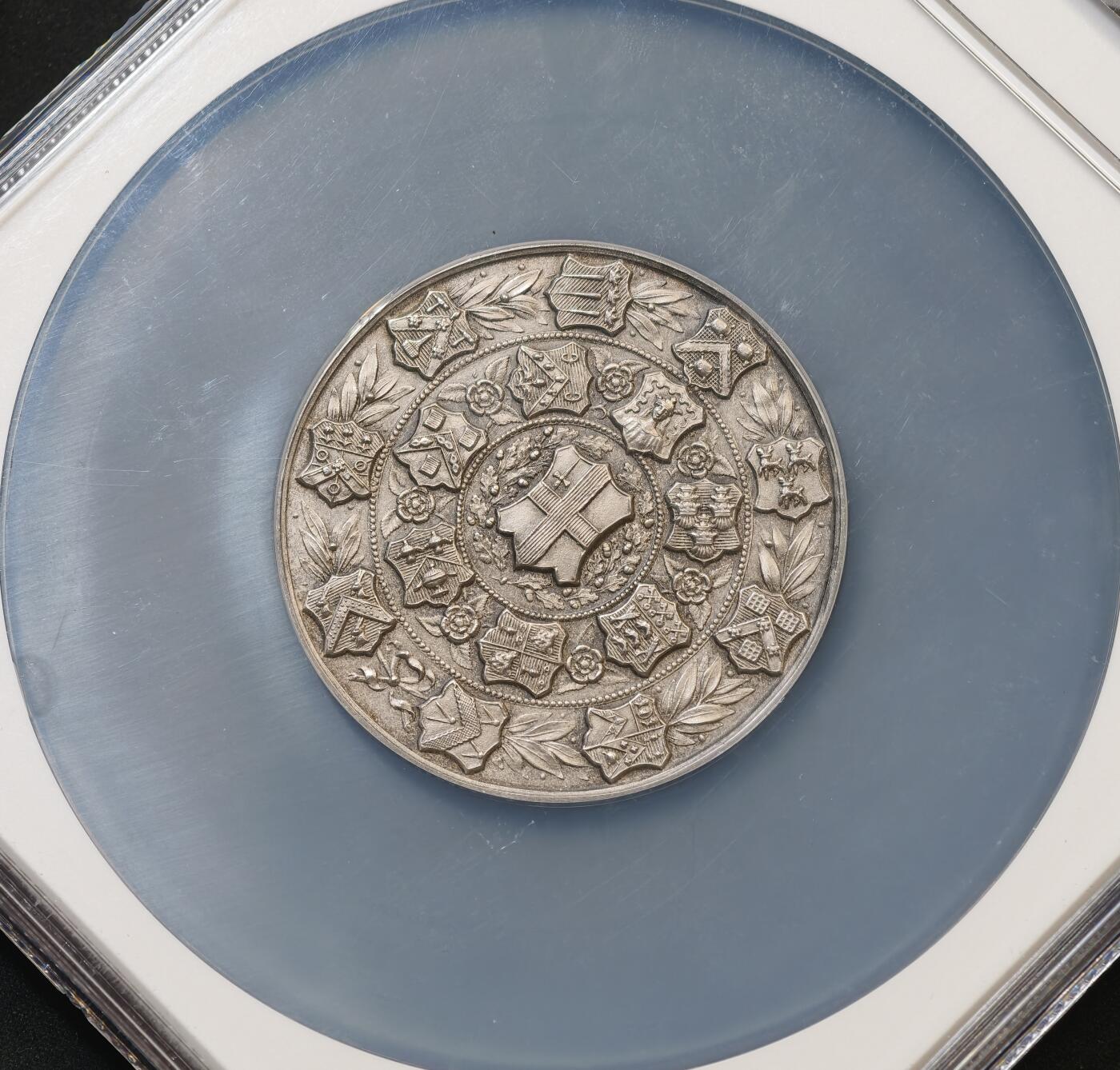 甄臻铺-世界币章拍卖（第58期），送拍享返佣金等优惠多多 NGC-MS63 1947年英国伦敦城市与行会技术部最终考试获奖银章，直径51毫米。正面是协会徽章和装饰，背面刻有“FINAL TECHNOLOGICAL EXAMINATION”字样，底部是“DEPARTMENT OF TECHNOLOGY”字样，边铭有获奖者姓名、奖项及获奖日期。