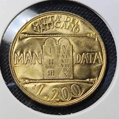KK钱币收藏小铺  第415期 2月预留时间 周末发货 梵蒂冈200里拉 好品