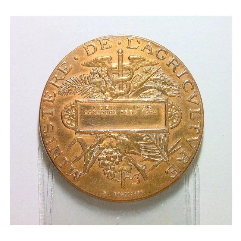 法国1896年 小飞侠女神头像高浮雕精制大铜章 50MM