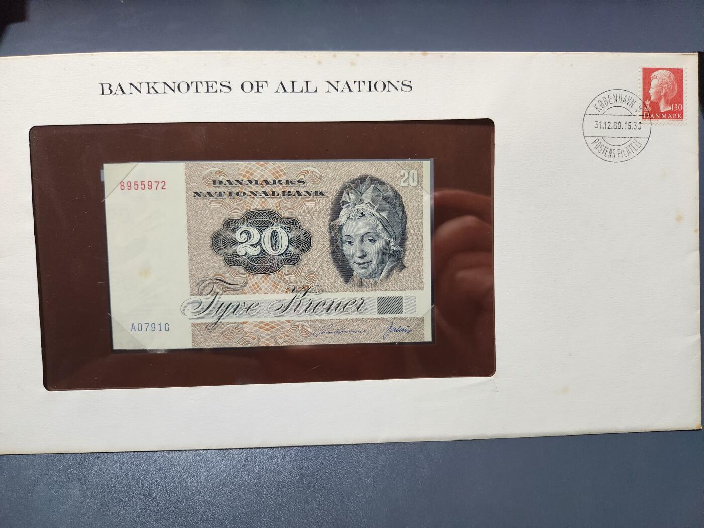 4月1号晚上8点 中外纸币自动截拍第50场 丹麦20 首发A0冠 富兰克林邮币封 新品轻微黄点