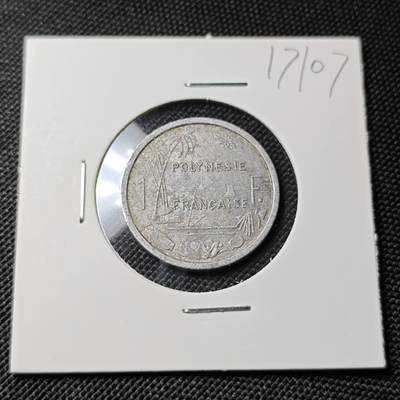 KK钱币收藏小铺  第417期 2月预留时间 周末发货 1977法属波利尼西亚1法郎 