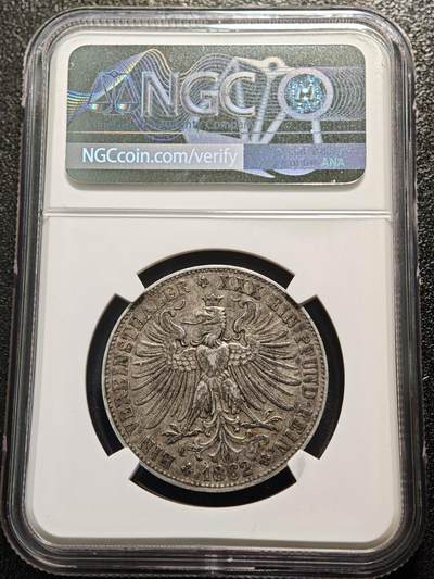 【德藏】世界币章拍卖第170期（拍品征集中~欢迎藏友联系） 1862年 德国法兰克福少女泰勒银币 NGC XF45 原味包浆