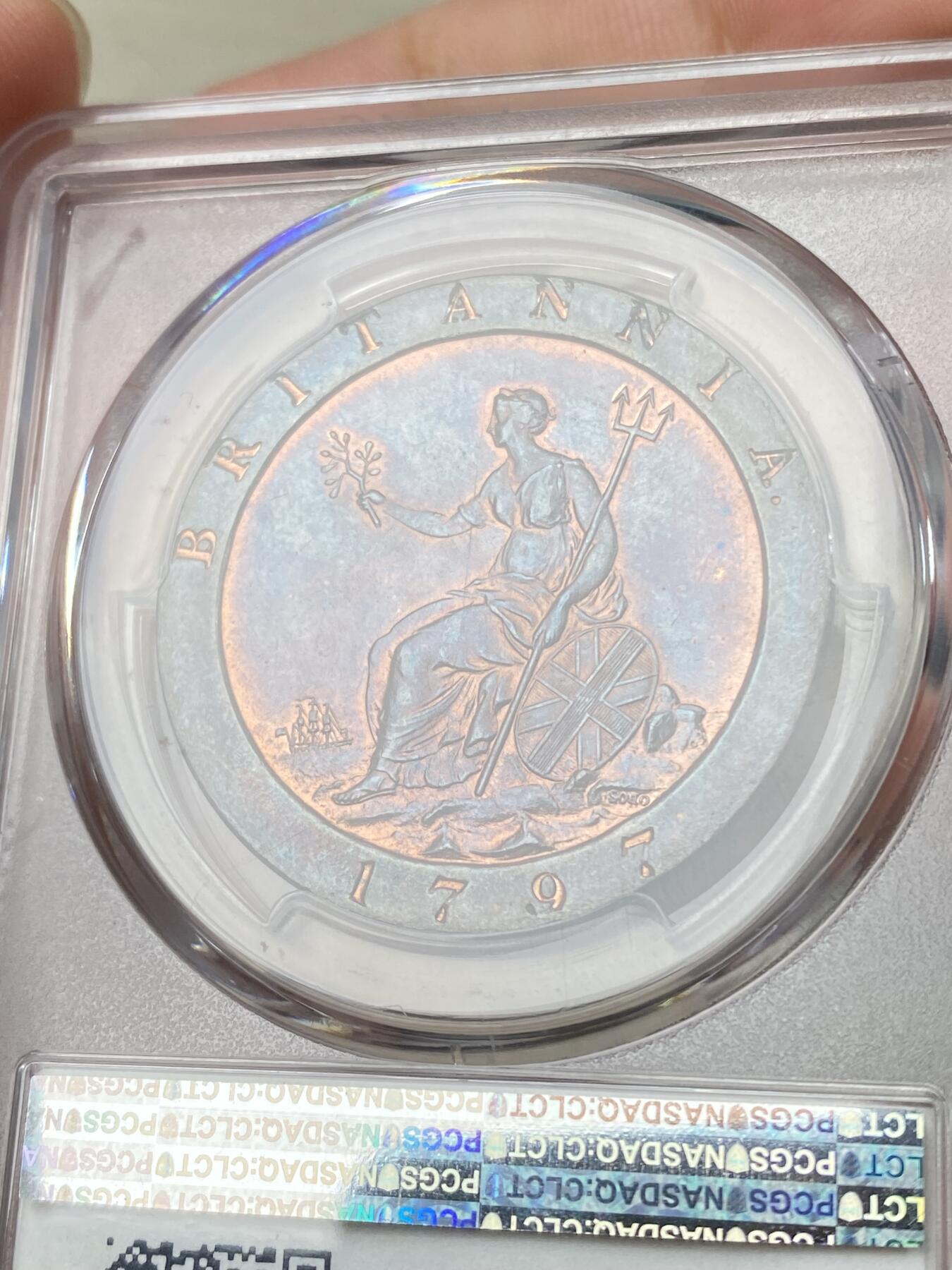 万国钱币拍卖第064期 PCGS MS64+ 1797年英国乔治三世1便士铜币 SOHO厂作品 厚重大规格原味红铜转光 难得一见的典藏级状态