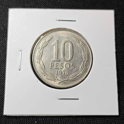 KK钱币收藏小铺  第415期 2月预留时间 周末发货 1978智利10比索 自由女神