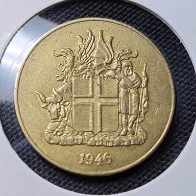 KK钱币收藏小铺  第417期 2月预留时间 周末发货  1946冰岛2克朗