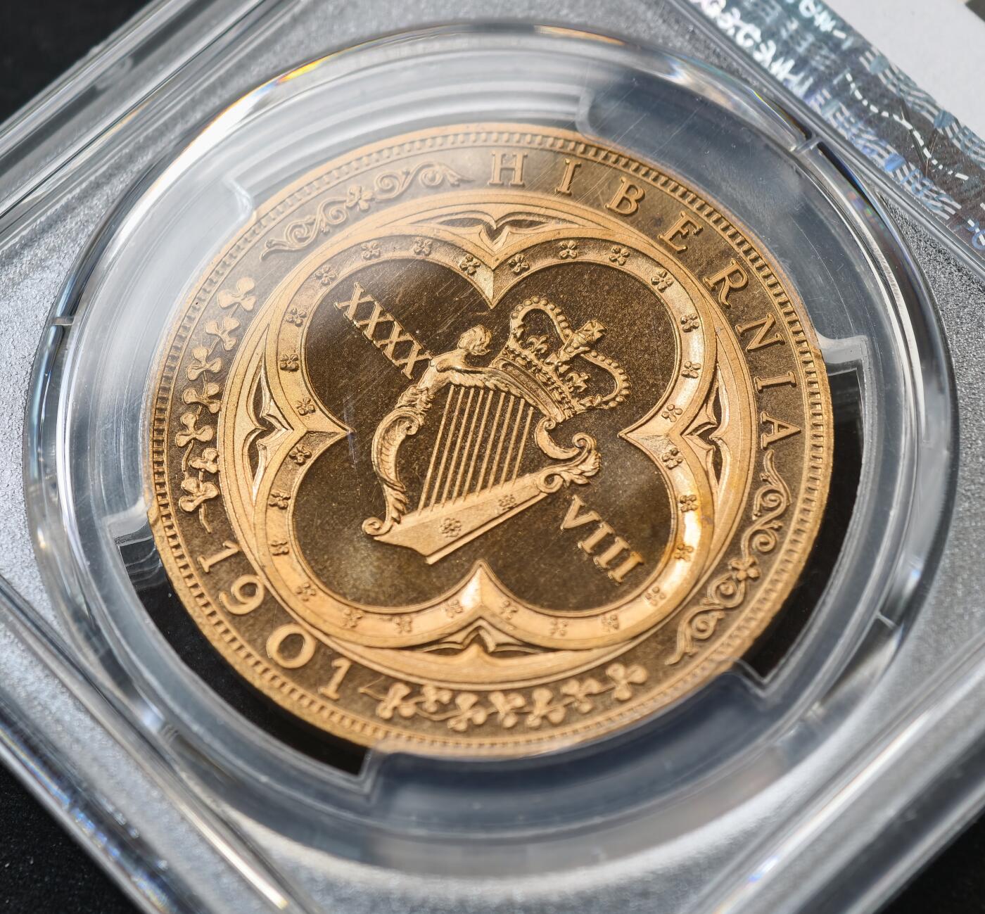 甄臻铺-世界币章拍卖（第58期），送拍享返佣金等优惠多多 PCGS-PR66CAM Ireland 爱尔兰 48D 1901年 爱德华七世 X#13a 精制 精制币