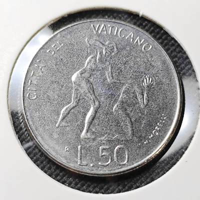 KK钱币收藏小铺  第415期 2月预留时间 周末发货 梵蒂冈50里拉 