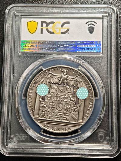 【德藏】世界币章拍卖第170期（拍品征集中~欢迎藏友联系）  稀少品种！1934年 德国民族社会主义工人党党首取消邦国制统一德国纪念银章 章牌大师卡尔·歌茨作品 PCGS SP63 淡黄油包浆 状态极佳 磨砂质感 亚军分（原图请查询PCGS评级官网）