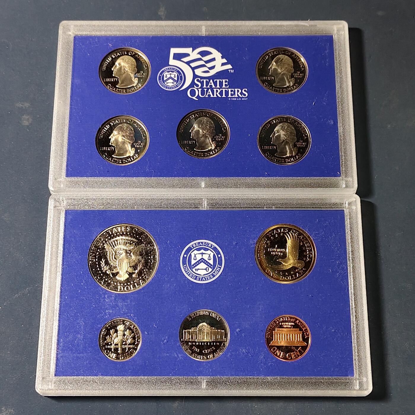 【全场包邮】纯粹捡漏拍517场 美国2006年官方封装精制套币（流通币一盒+州币一盒）-盒证全