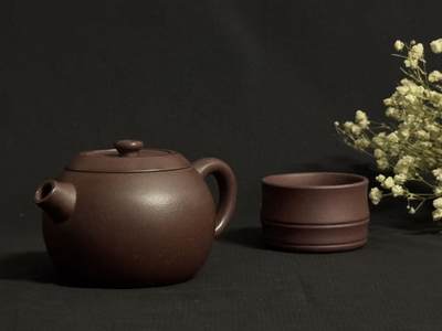 零元拍：原矿紫砂紫玉金砂巨轮+竹节主人杯（200CC左右） - 零元拍：原矿紫砂紫玉金砂巨轮+竹节主人杯（200CC左右）