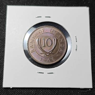 KK钱币收藏小铺  第415期 2月预留时间 周末发货 1968乌干达10分 铜币