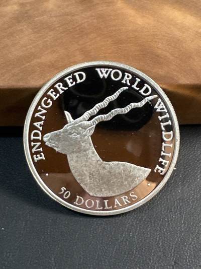 ❤️【币观天下】❤️ 第347期钱币拍卖场- 2026.4.3周五晚上6点半场 长期征集拍品  - 1990库克群岛 50 Dollars 苍羚银币