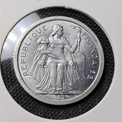 KK钱币收藏小铺  第417期 2月预留时间 周末发货 1965法属波利尼西亚1法郎 