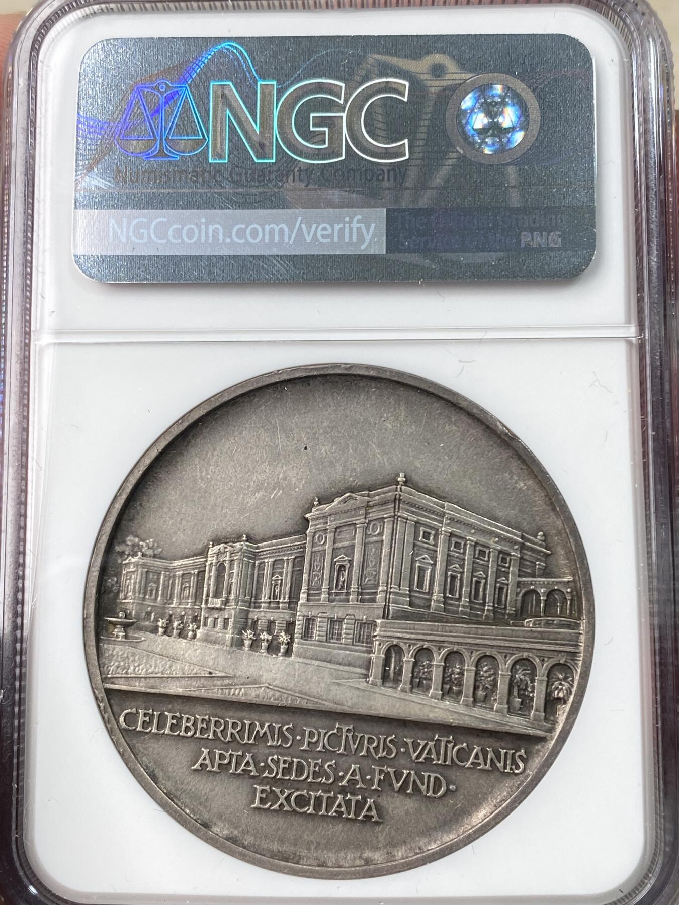 万国钱币拍卖第064期 NGC MS62 1932年梵蒂冈教皇国庇护十一世纪念梵蒂冈美术馆落成大银章 罗马造币厂铸 高浮雕透视3D效果