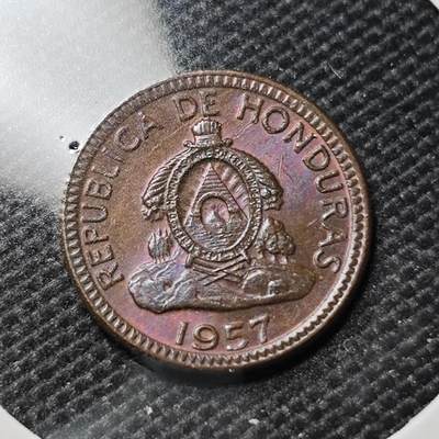 KK钱币收藏小铺  第417期 2月预留时间 周末发货 1957洪都拉斯1分 好品铜币