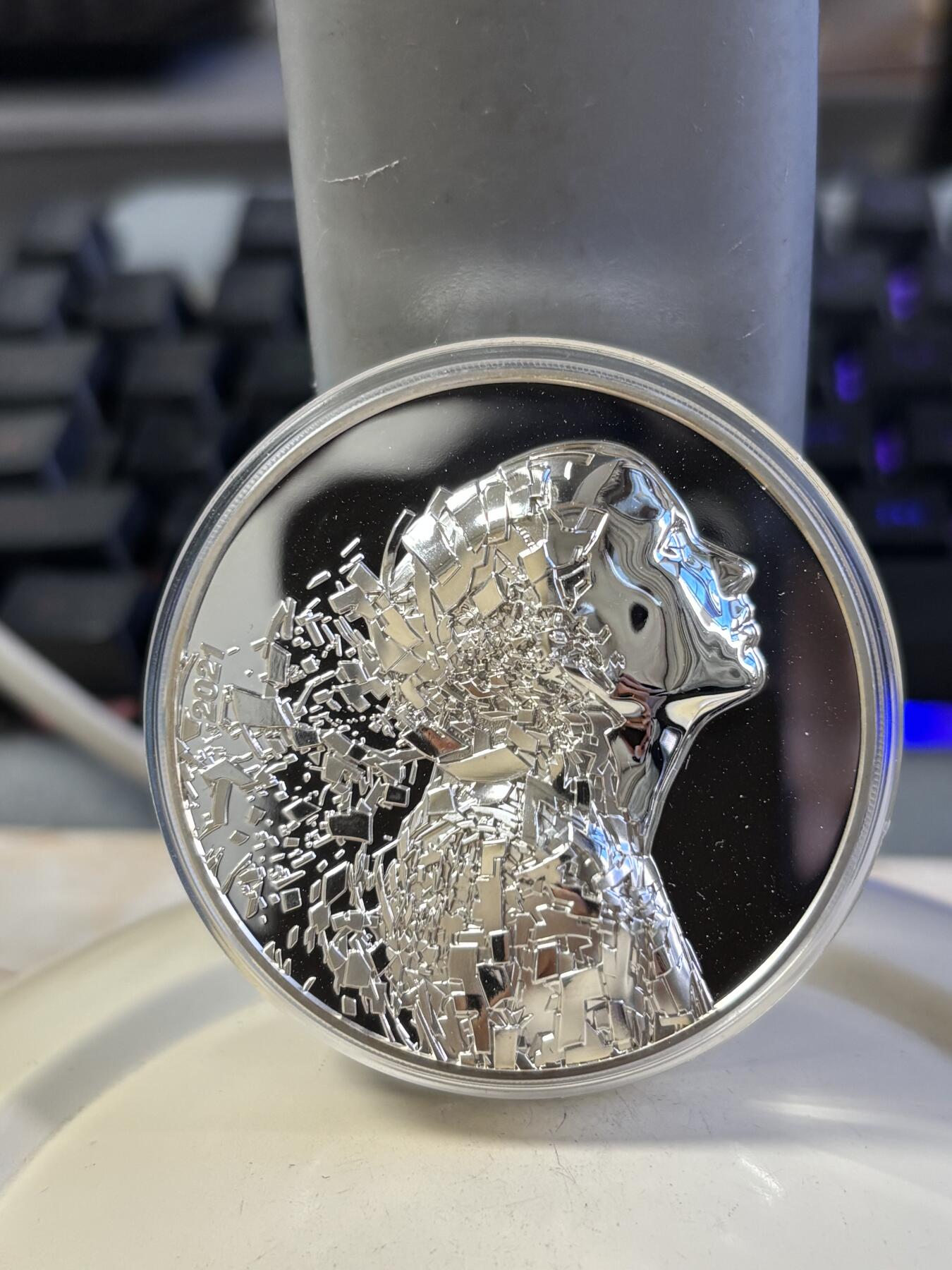 第196期拍卖 库克2021年信息大爆炸3盎司高浮雕精制纪念银币，999银，发行量999枚