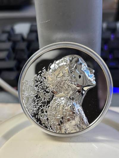 第196期拍卖 - 库克2021年信息大爆炸3盎司高浮雕精制纪念银币，999银，发行量999枚