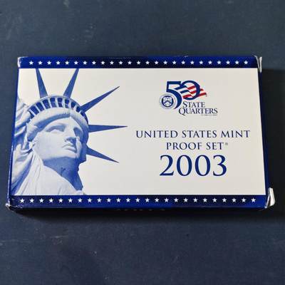 【全场包邮】纯粹捡漏拍517场 - 美国2003年官方封装精制套币（流通币一盒+州币一盒）-盒证全