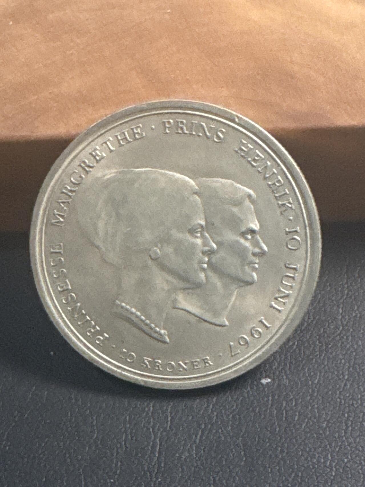 ❤️【币观天下】❤️ 第347期钱币拍卖场- 2026.4.3周五晚上6点半场 长期征集拍品  丹麦1967年玛格公主与亲王10克朗银币